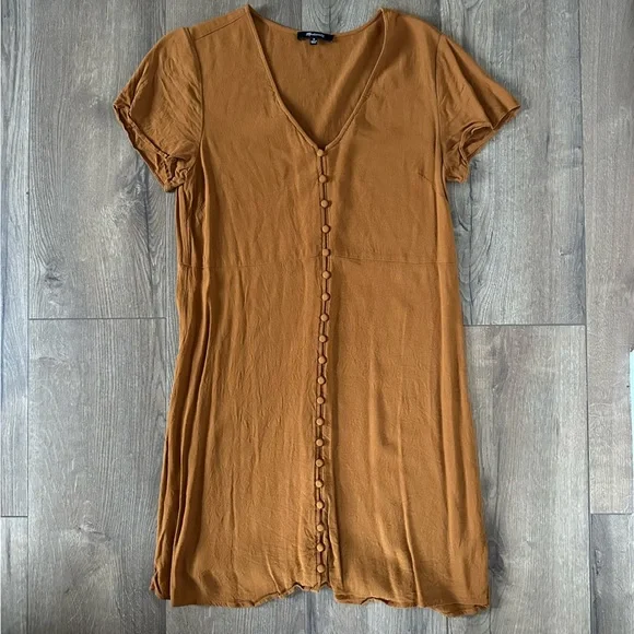 Madewell Burnt Orange Button Down Short Sleeve Dress - Picture 4 of 9